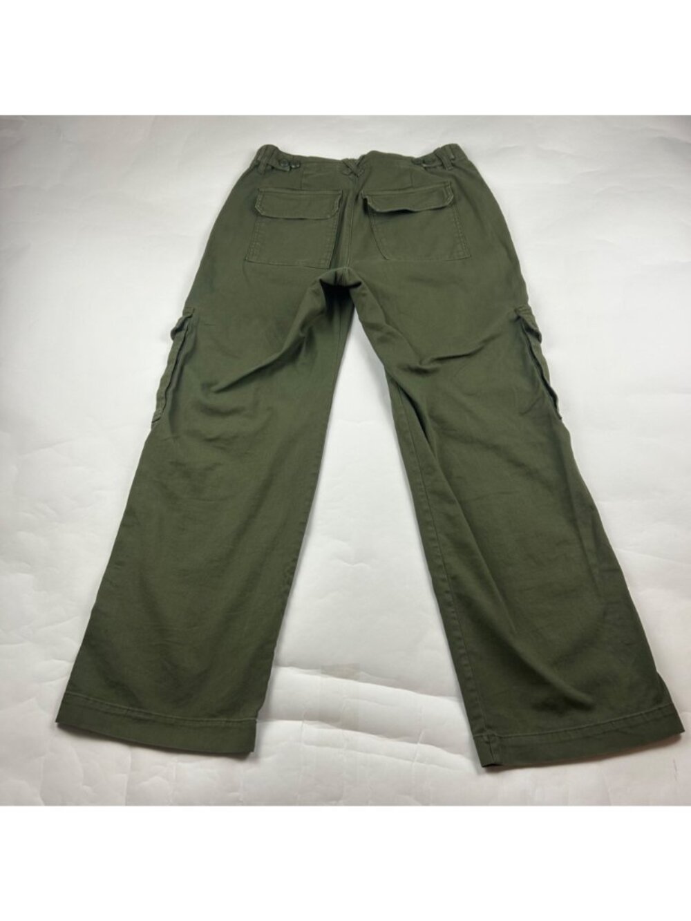 Universal Thread Dark Olive Stretch Canvas High Rise Wide Leg Cargo Pant 8 - Picture 6 of 7